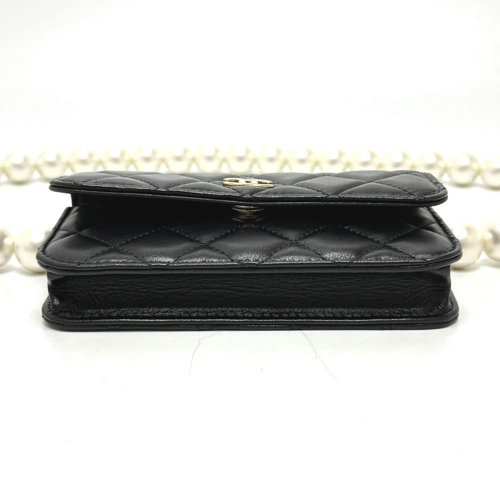 CHANEL Shoulder Bag lambskin black CC COCO Mark Pearl Shoulder