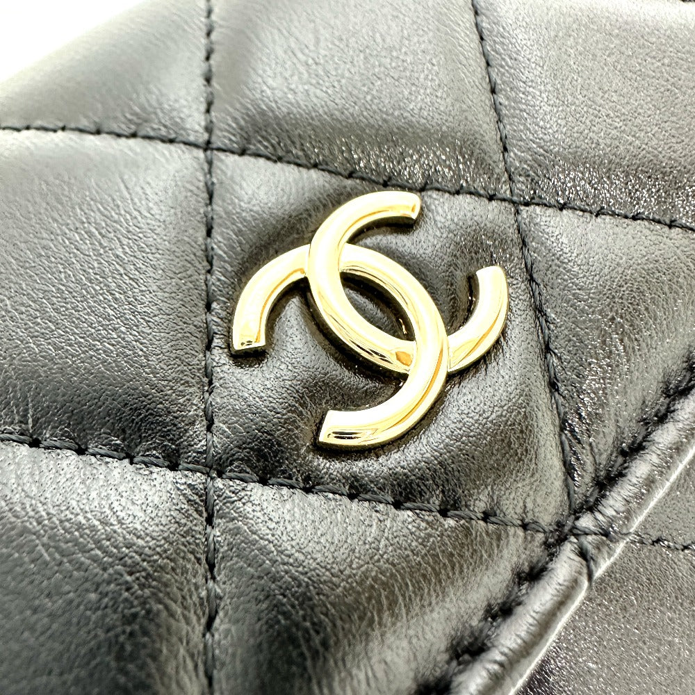 CHANEL Shoulder Bag lambskin black CC COCO Mark Pearl Shoulder