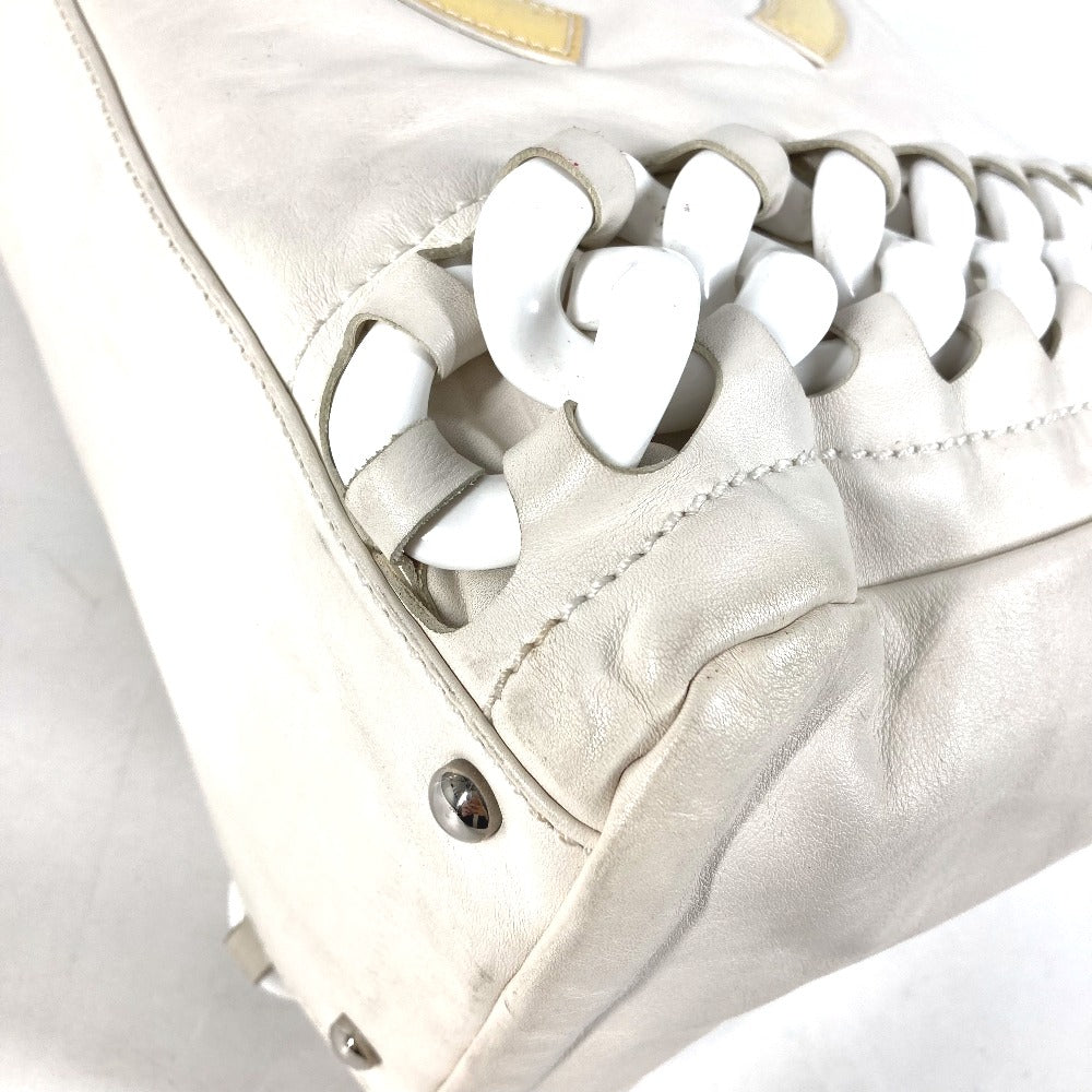 CHANEL Shoulder Bag leather white Shoulder Decacoco CC COCO Mark Women Used