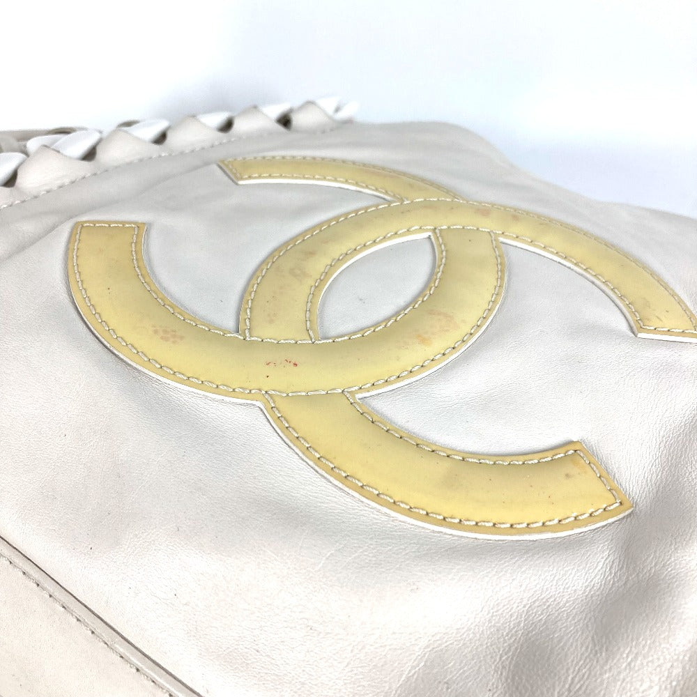 CHANEL Shoulder Bag leather white Shoulder Decacoco CC COCO Mark Women Used