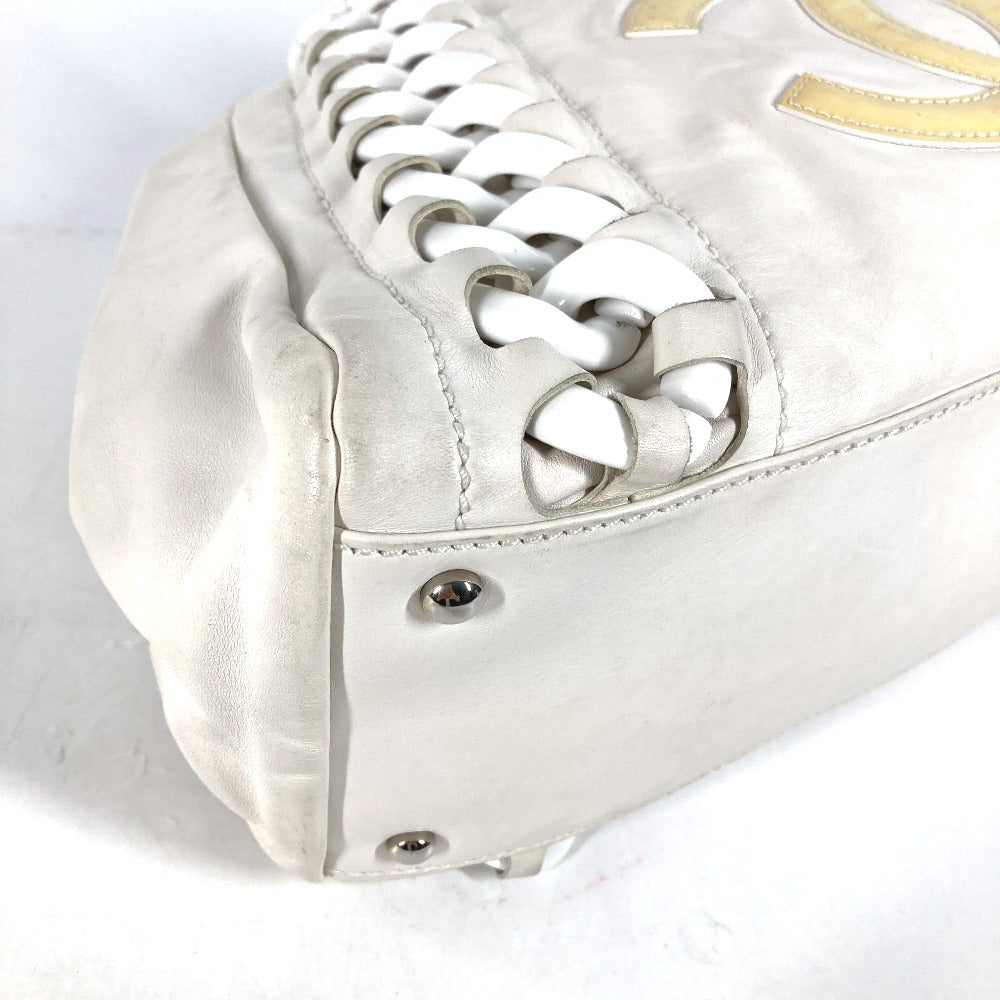 CHANEL Shoulder Bag leather white Shoulder Decacoco CC COCO Mark Women Used