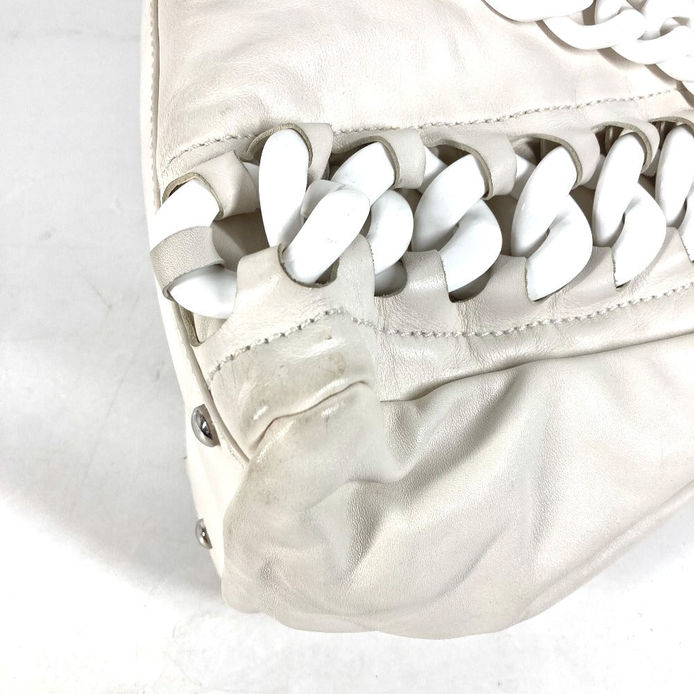 CHANEL Shoulder Bag leather white Shoulder Decacoco CC COCO Mark Women Used