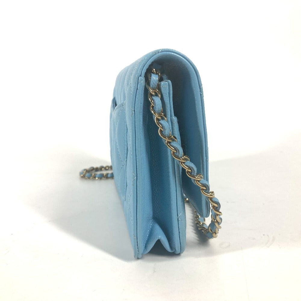CHANEL Shoulder Bag AP0250 Caviar skin Light blue CCCOCO Mark Matelasse Timeless Classic