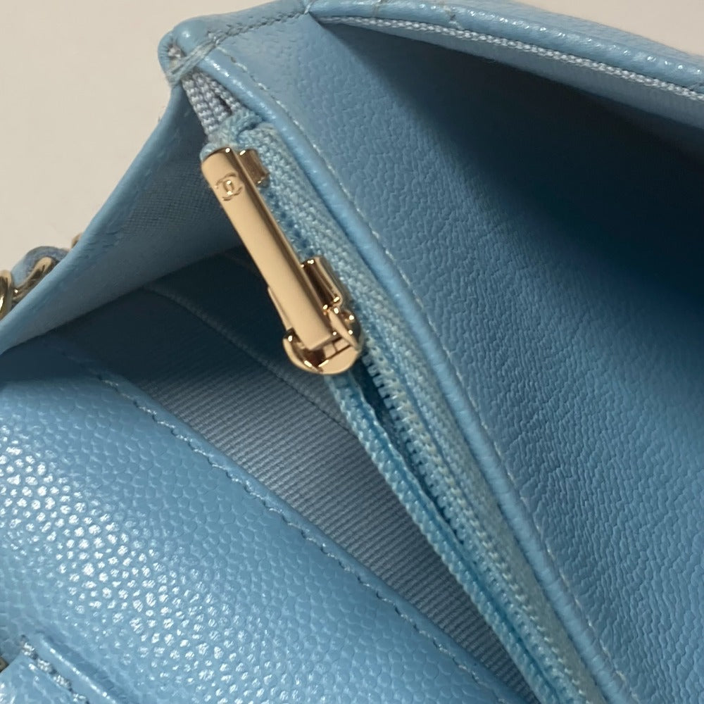 CHANEL Shoulder Bag AP0250 Caviar skin Light blue CCCOCO Mark Matelasse Timeless Classic