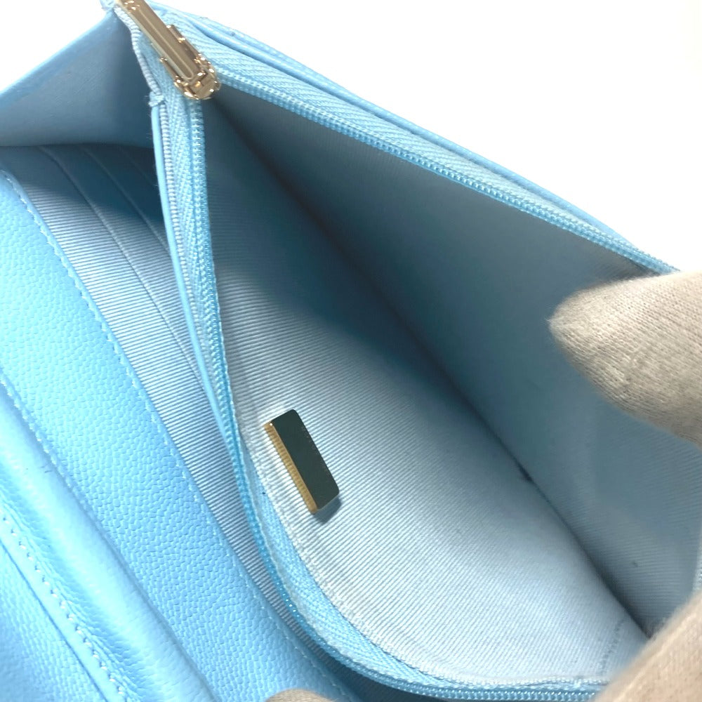 CHANEL Shoulder Bag AP0250 Caviar skin Light blue CCCOCO Mark Matelasse Timeless Classic