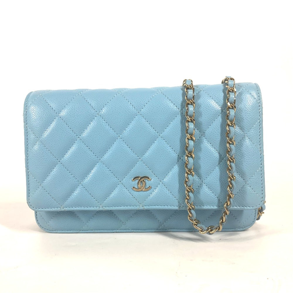 CHANEL Shoulder Bag AP0250 Caviar skin Light blue CCCOCO Mark Matelasse Timeless Classic
