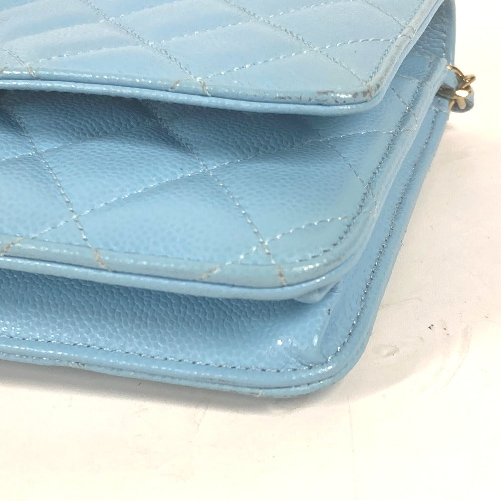 CHANEL Shoulder Bag AP0250 Caviar skin Light blue CCCOCO Mark Matelasse Timeless Classic