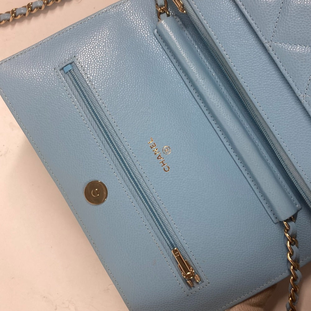 CHANEL Shoulder Bag AP0250 Caviar skin Light blue CCCOCO Mark Matelasse Timeless Classic