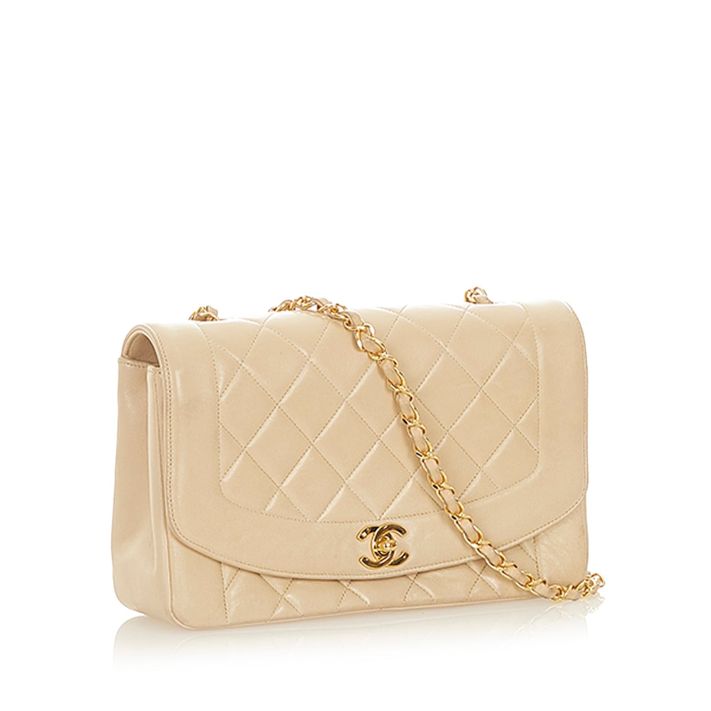 Medium Diana Flap Shoulder Bag White
