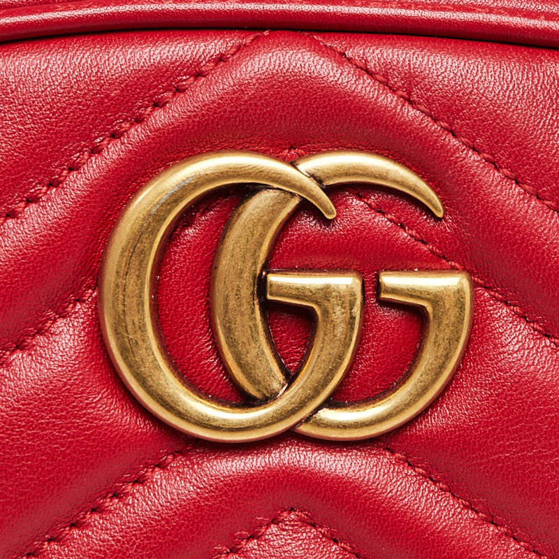 Gucci 476434 DSVRT 6433 Marmont 2.0 Women's Red Matelasse Leather Belt Bag (GG2072)
