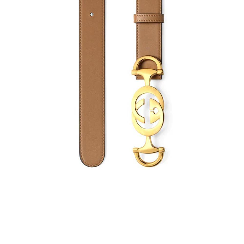 Gucci Women's Taupe Calf-Skin Leather Belt (GGWB1000)