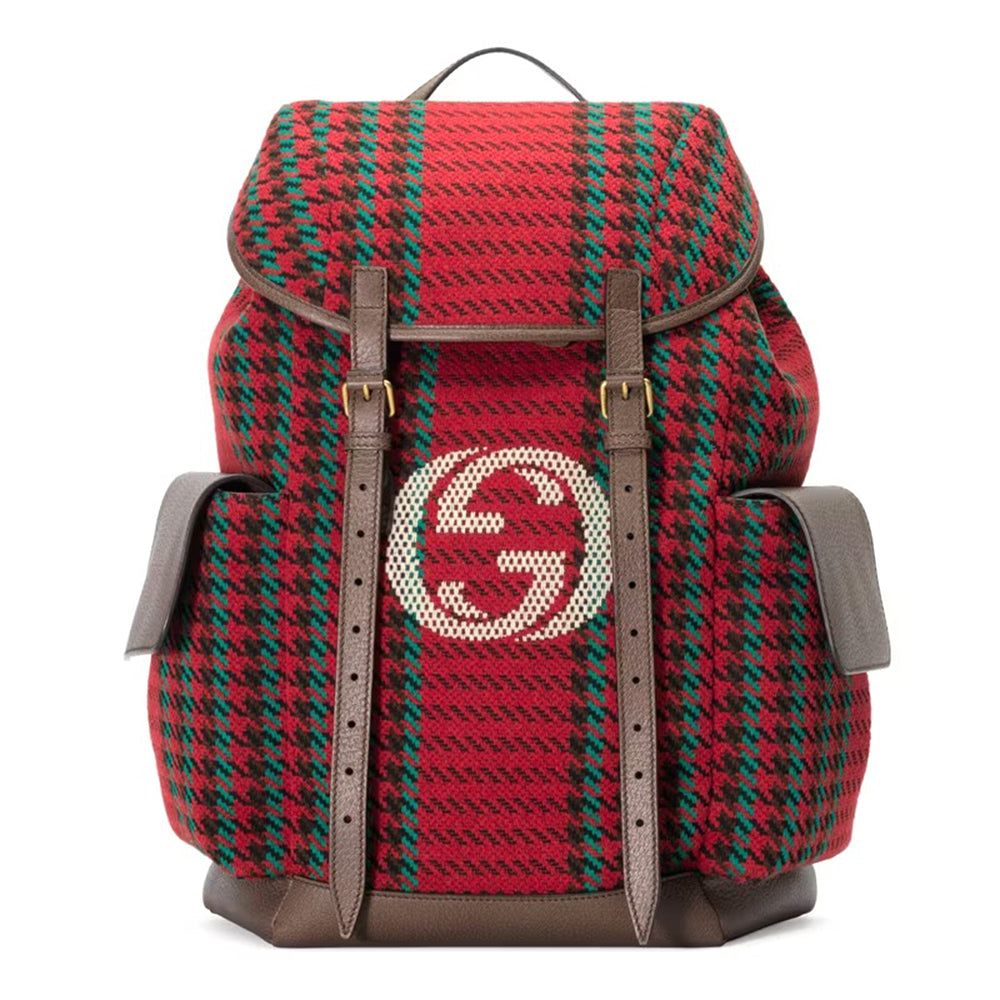 Gucci 625939 2J9AT 8274 Unisex's Multi-Color Houndstooth Fabric / Calf-Skin Leather Backpack (GG2074)