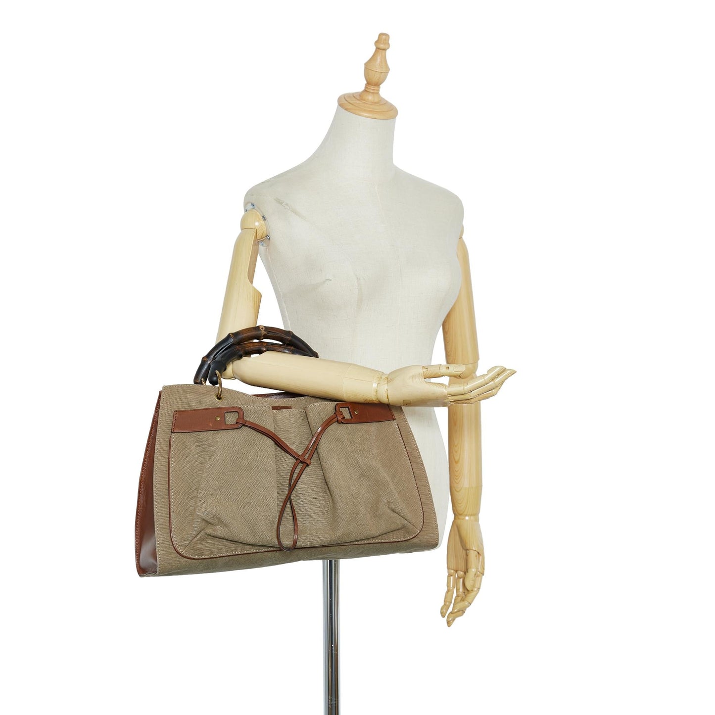 Gucci Bamboo Canvas Tote Bag (SHG-Rl4F7t)