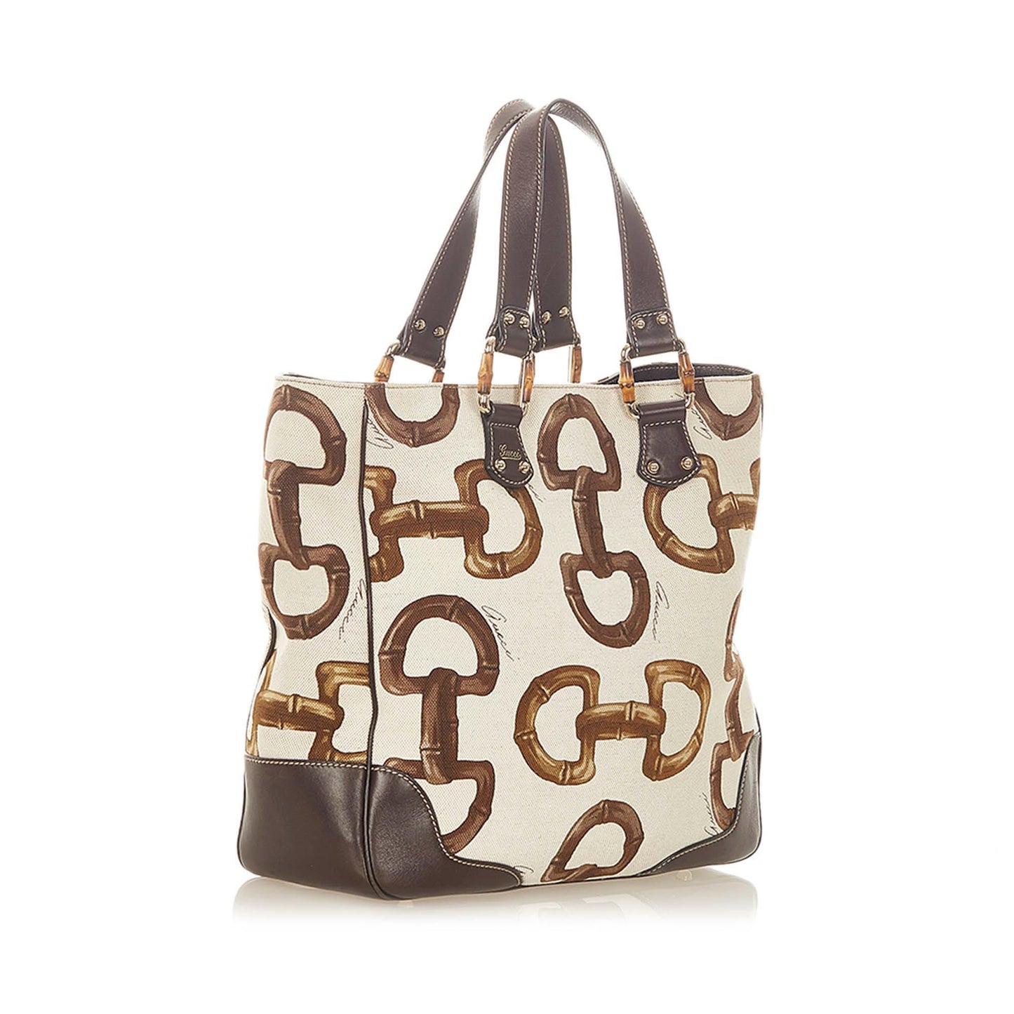 Gucci Bamboo Horsebit Canvas Tote Bag (SHG-19970)
