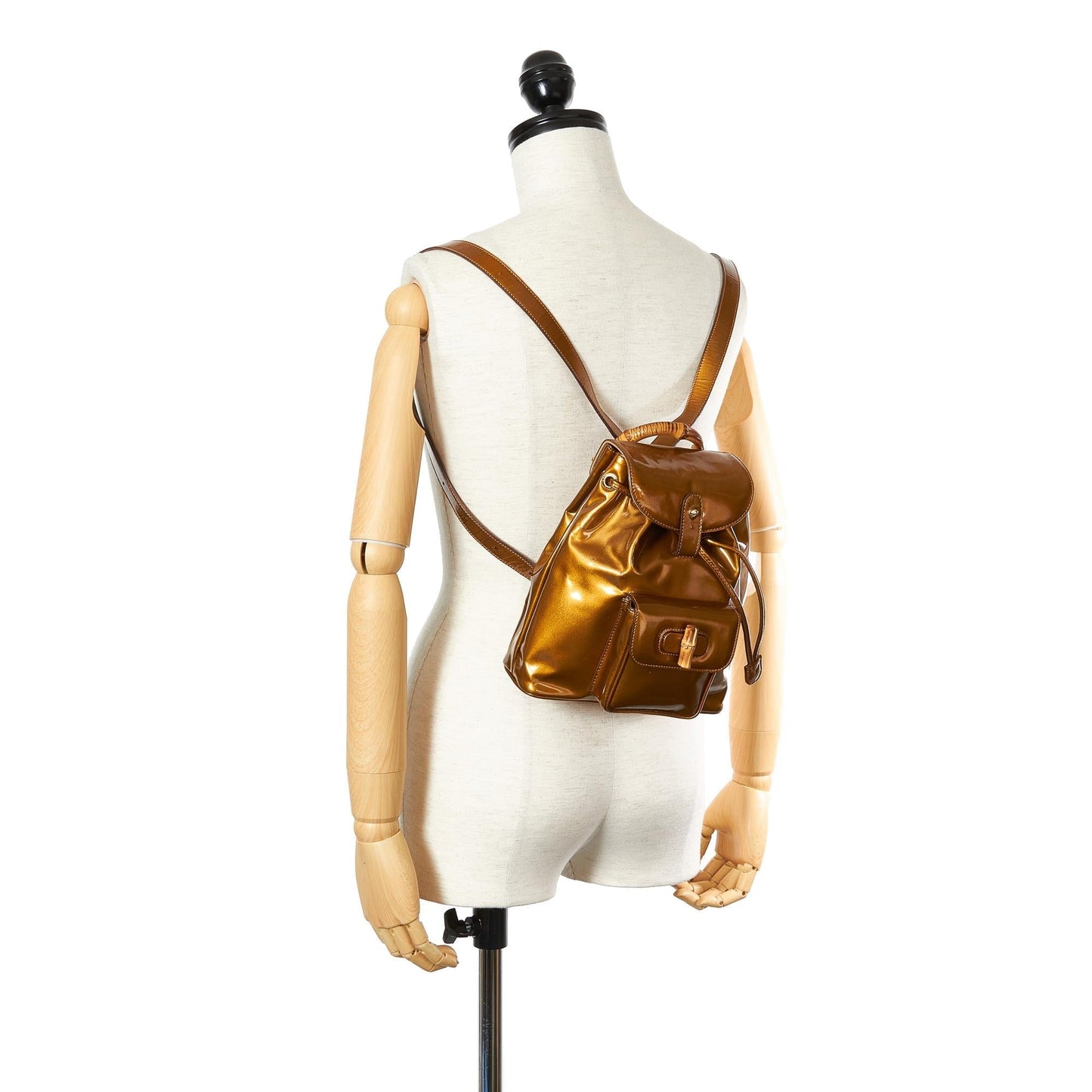 Gucci Bamboo Patent Leather Backpack