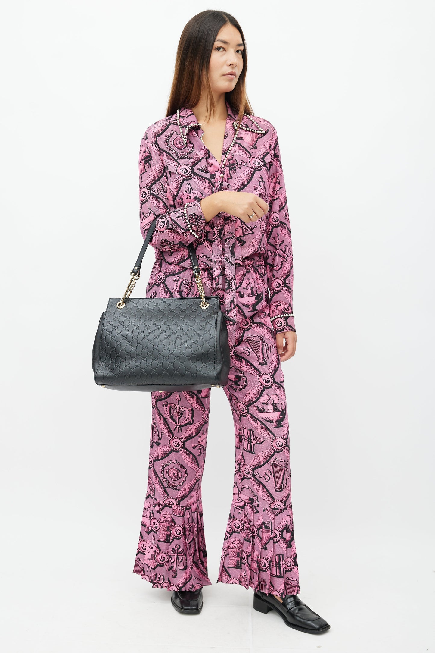 Black Signature Leather Guccissima Shoulder Bag