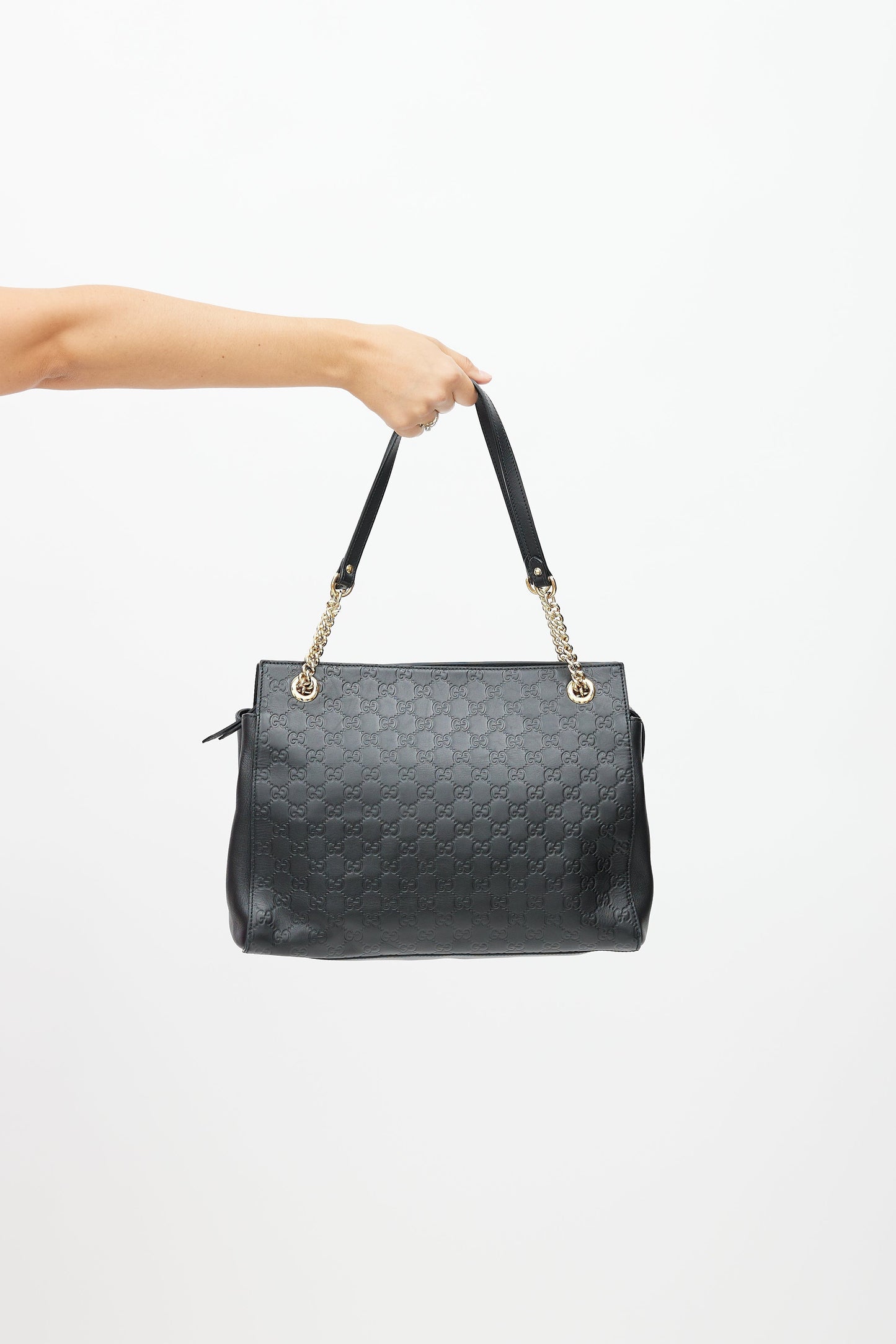 Black Signature Leather Guccissima Shoulder Bag