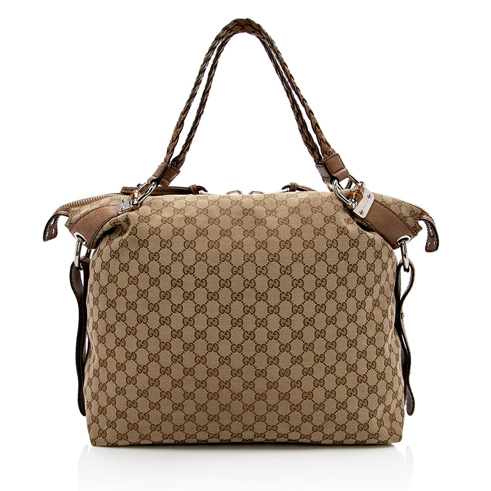 Gucci GG Canvas Bamboo Bar Large Tote - FINAL SALE