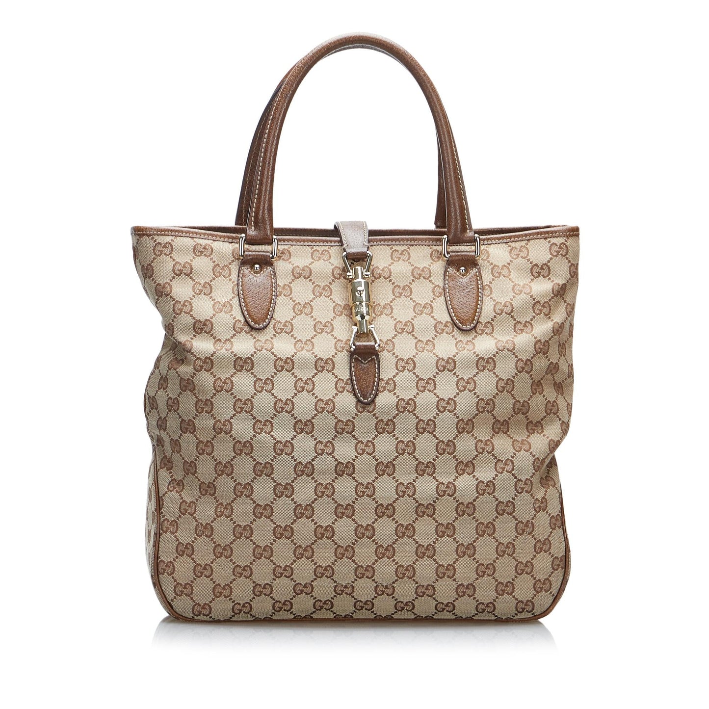 Gucci GG Canvas Jackie Piston Lock Tote (SHG-Bi3rMM)