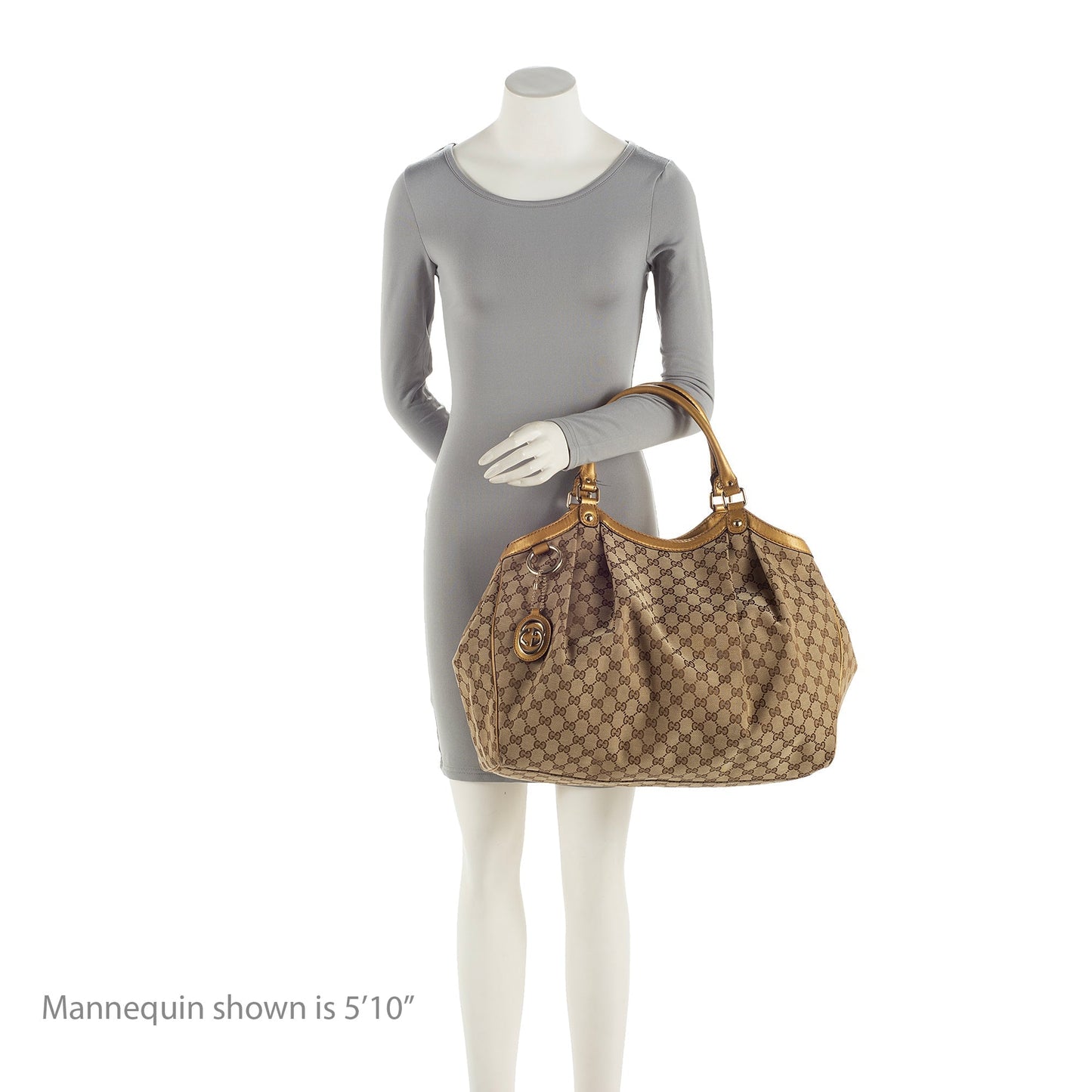 Gucci GG Canvas Metallic Leather Sukey Large Tote