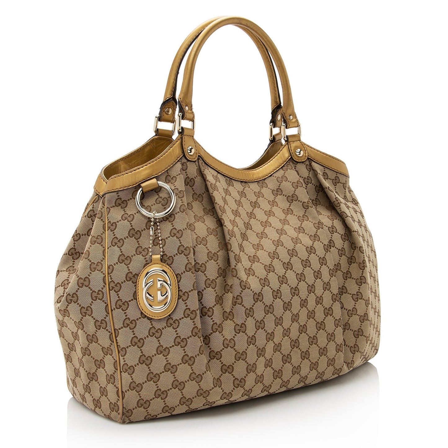 Gucci GG Canvas Metallic Leather Sukey Large Tote