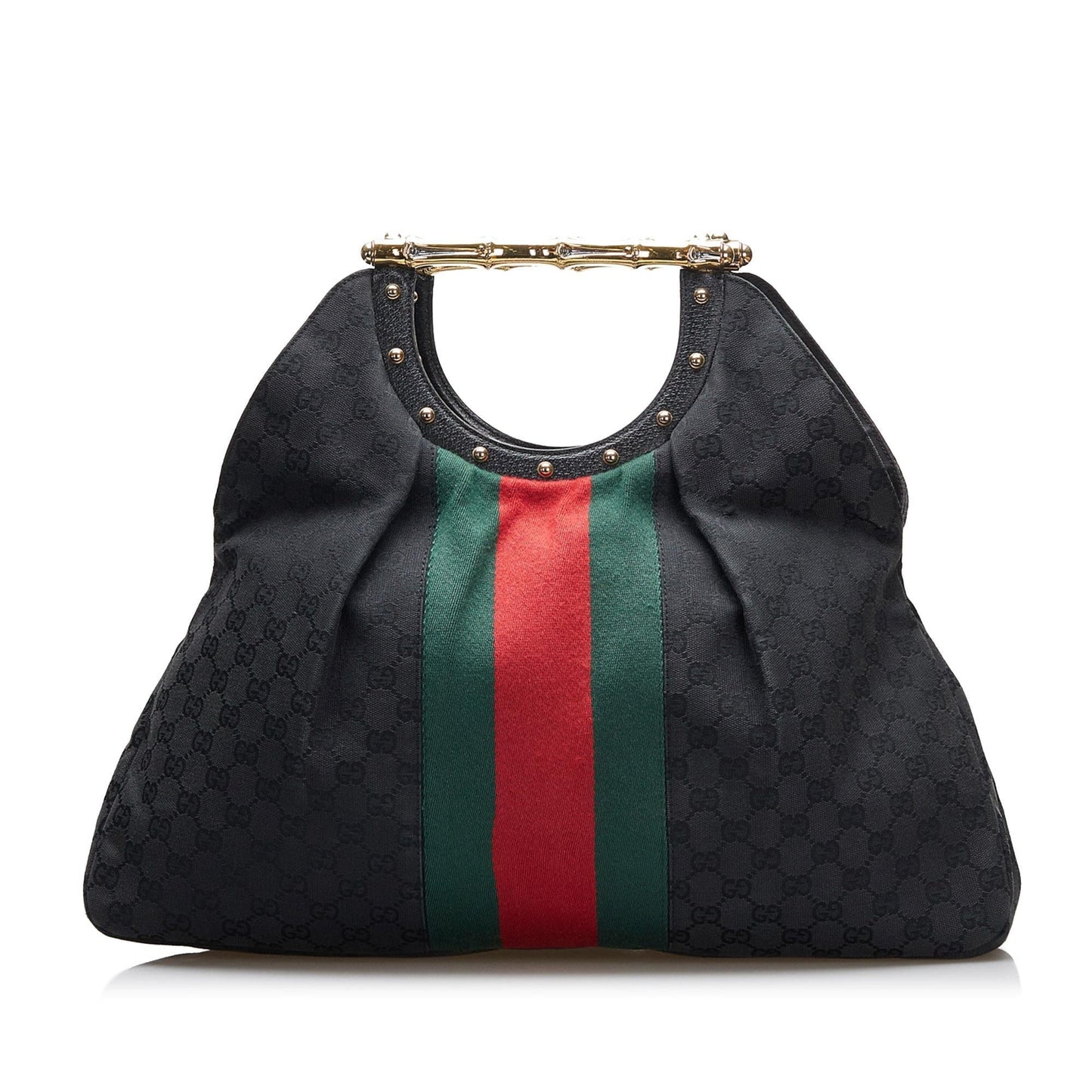 Gucci GG Canvas Web Metal Bamboo Tote (SHG-XlBfM7)