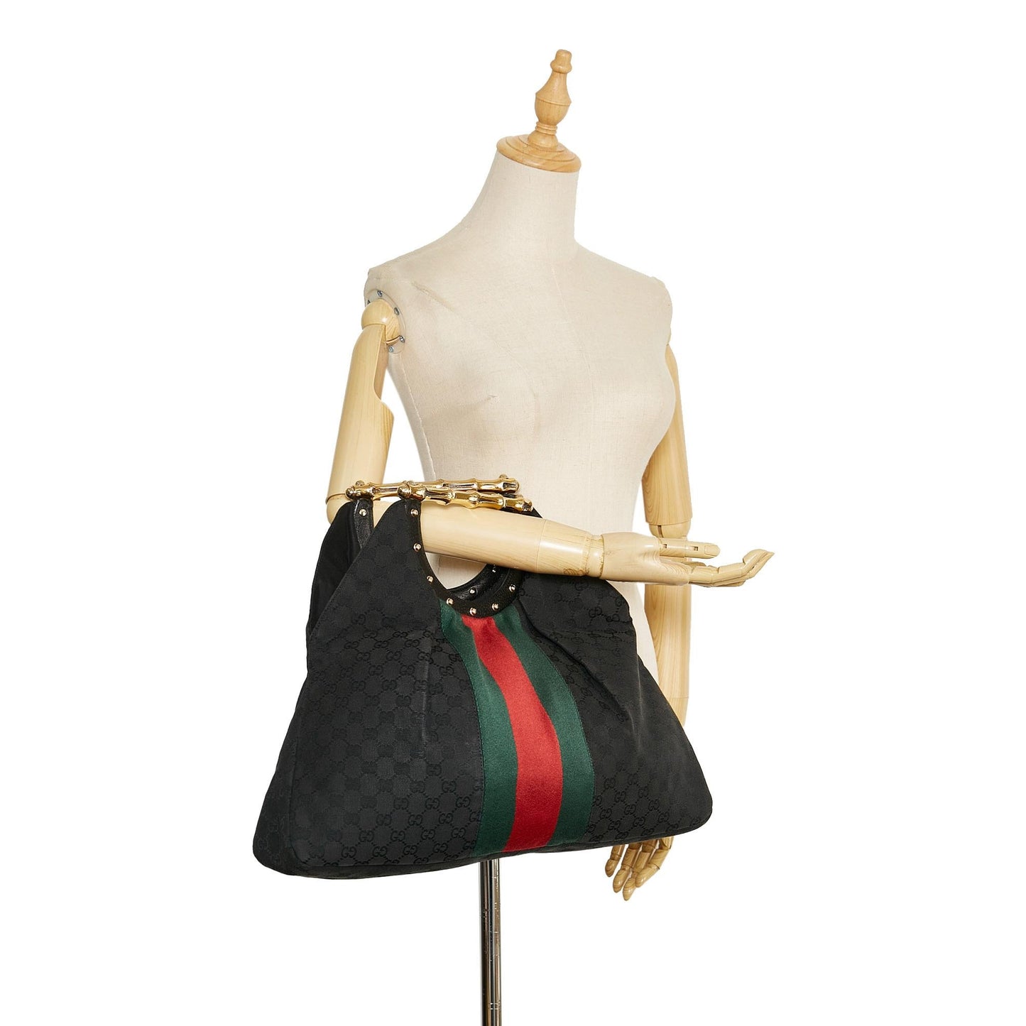 Gucci GG Canvas Web Metal Bamboo Tote (SHG-XlBfM7)