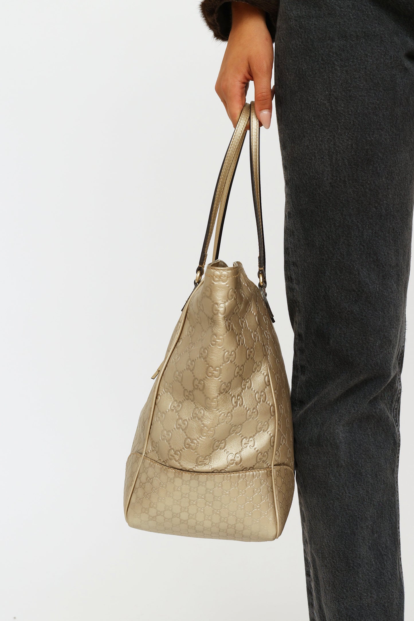 Gold Guccissima Bree Tote Bag