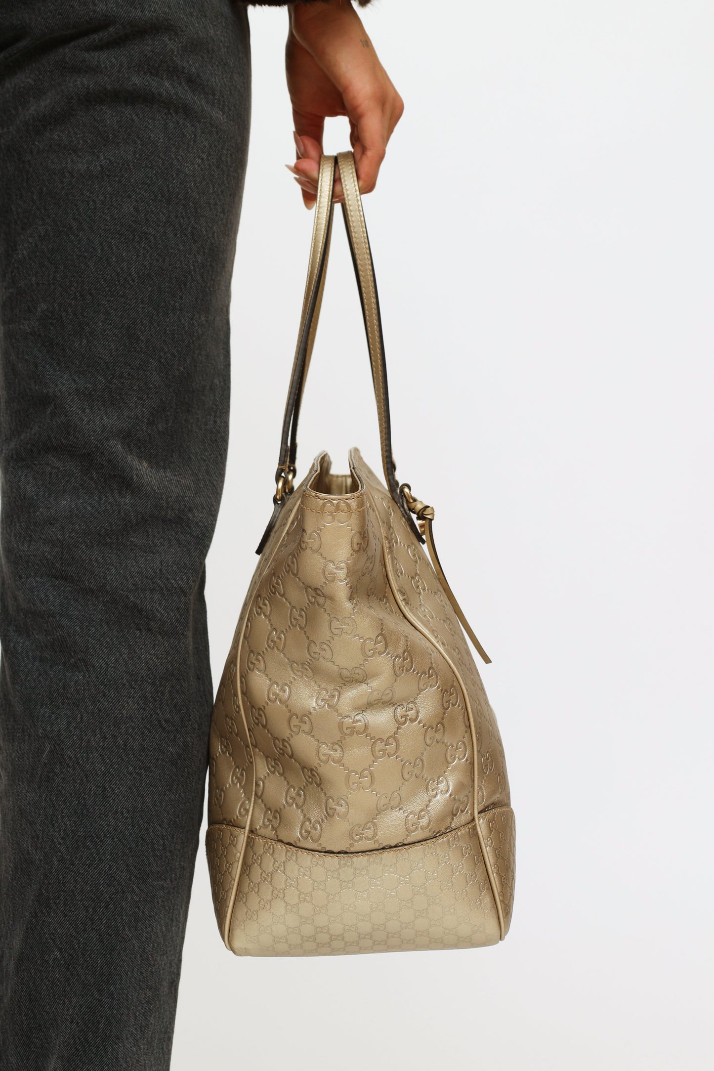 Gold Guccissima Bree Tote Bag