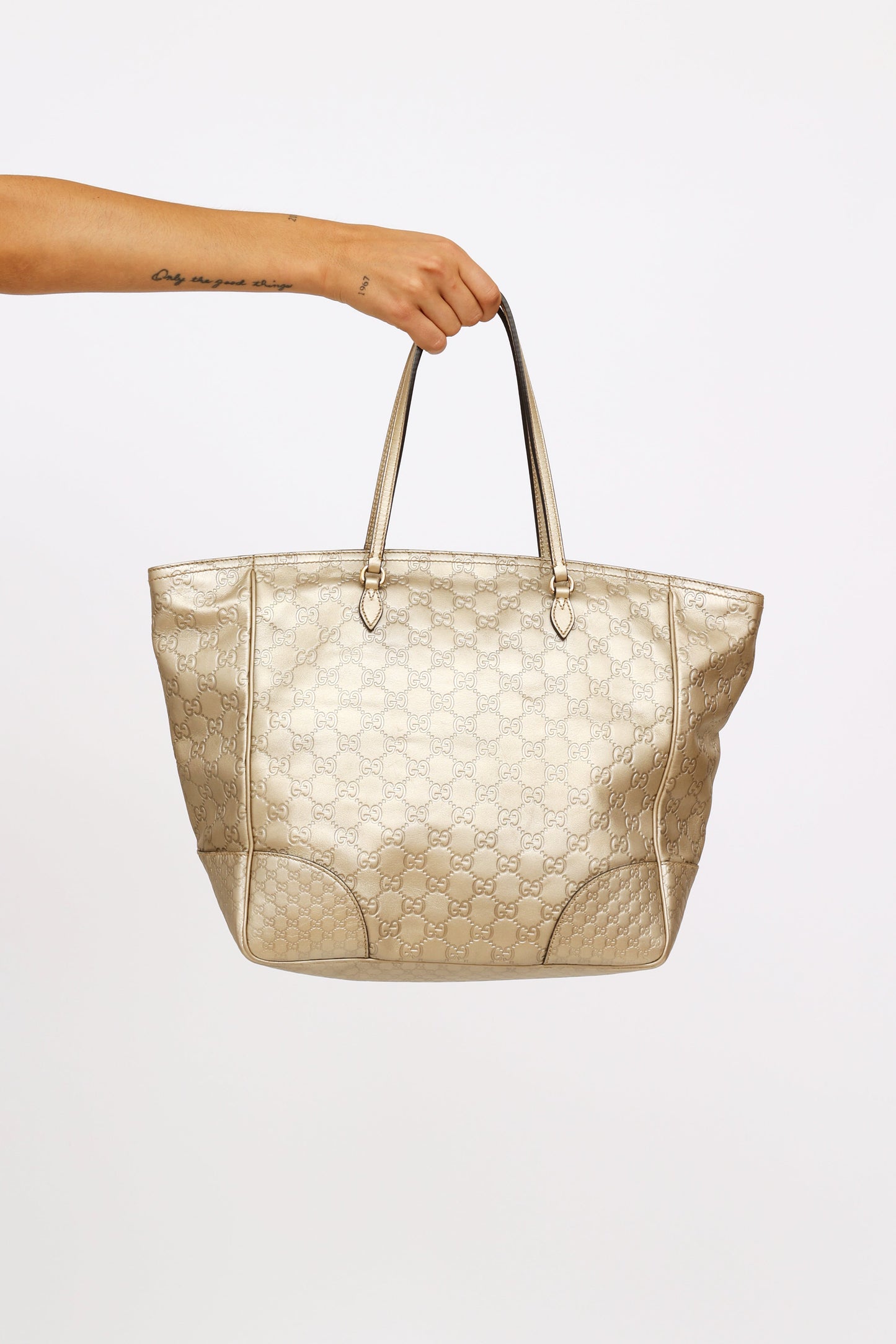 Gold Guccissima Bree Tote Bag