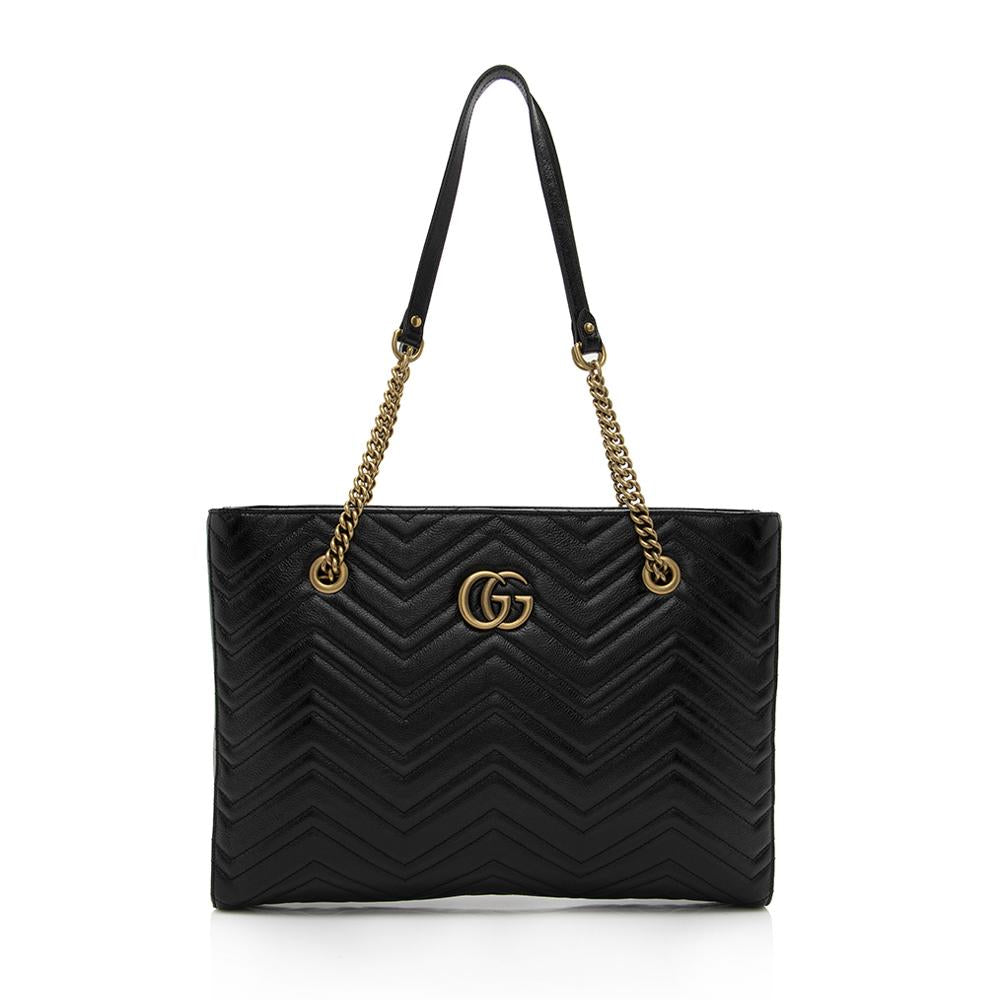 Gucci Matelasse Calfskin GG Marmont Medium Chain Tote (SHF-14136)