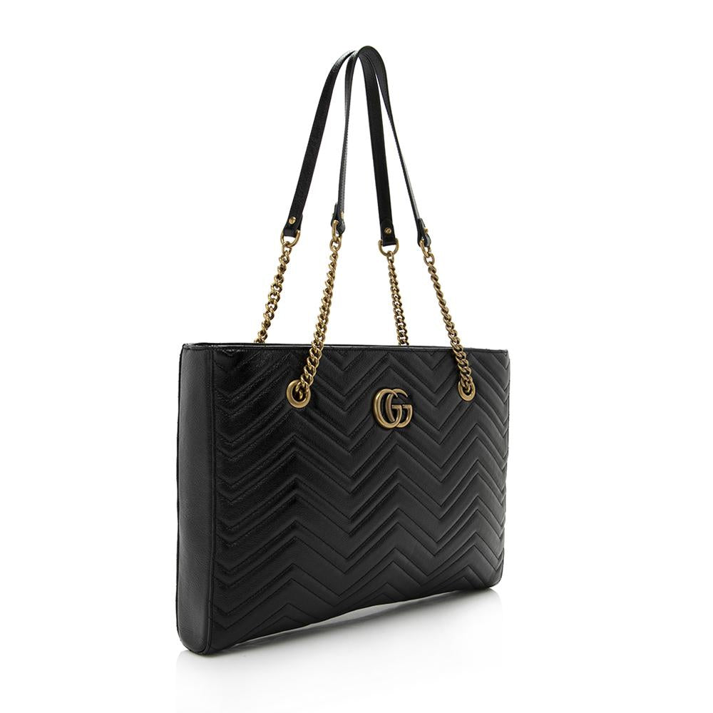 Gucci Matelasse Calfskin GG Marmont Medium Chain Tote (SHF-14136)