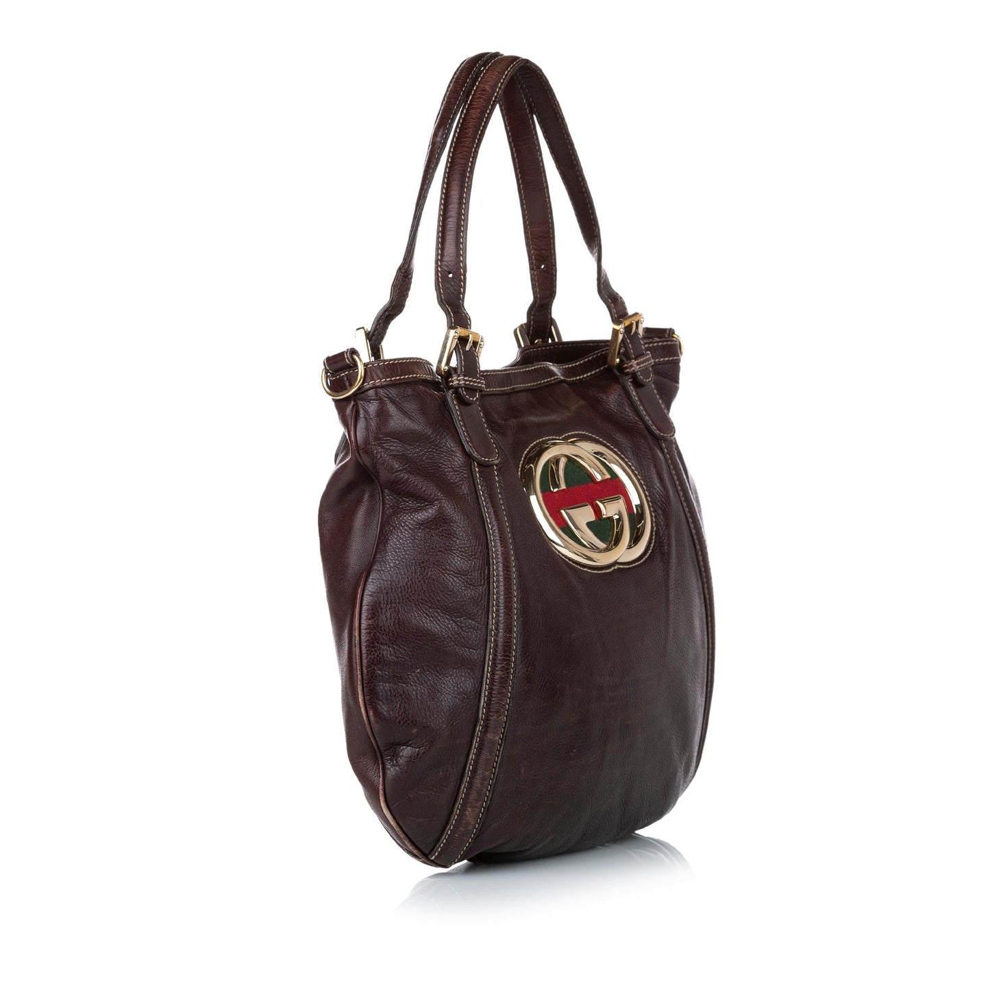 Gucci Web Britt Leather Satchel