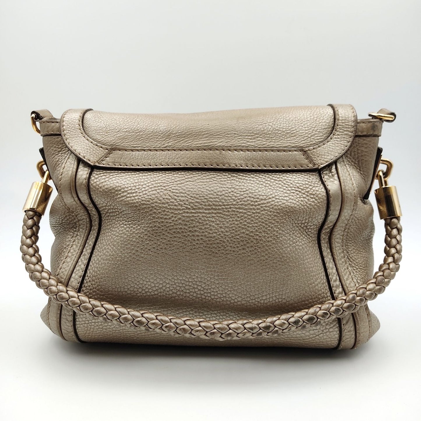 GUCCI Bamboo shoulder bag in platinum leather