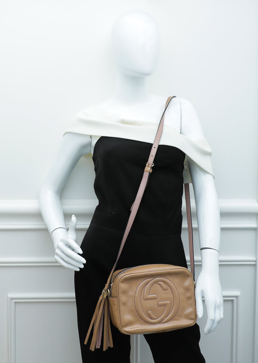 Gucci Beige GG Disco Soho Camera Crossbody Bag