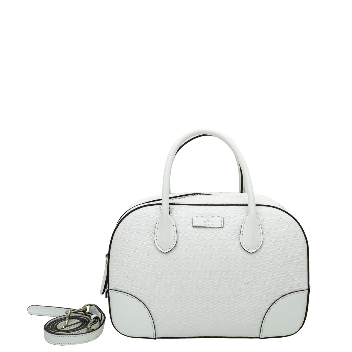 Gucci White Bright Diamante Textured Top Handle Bag
