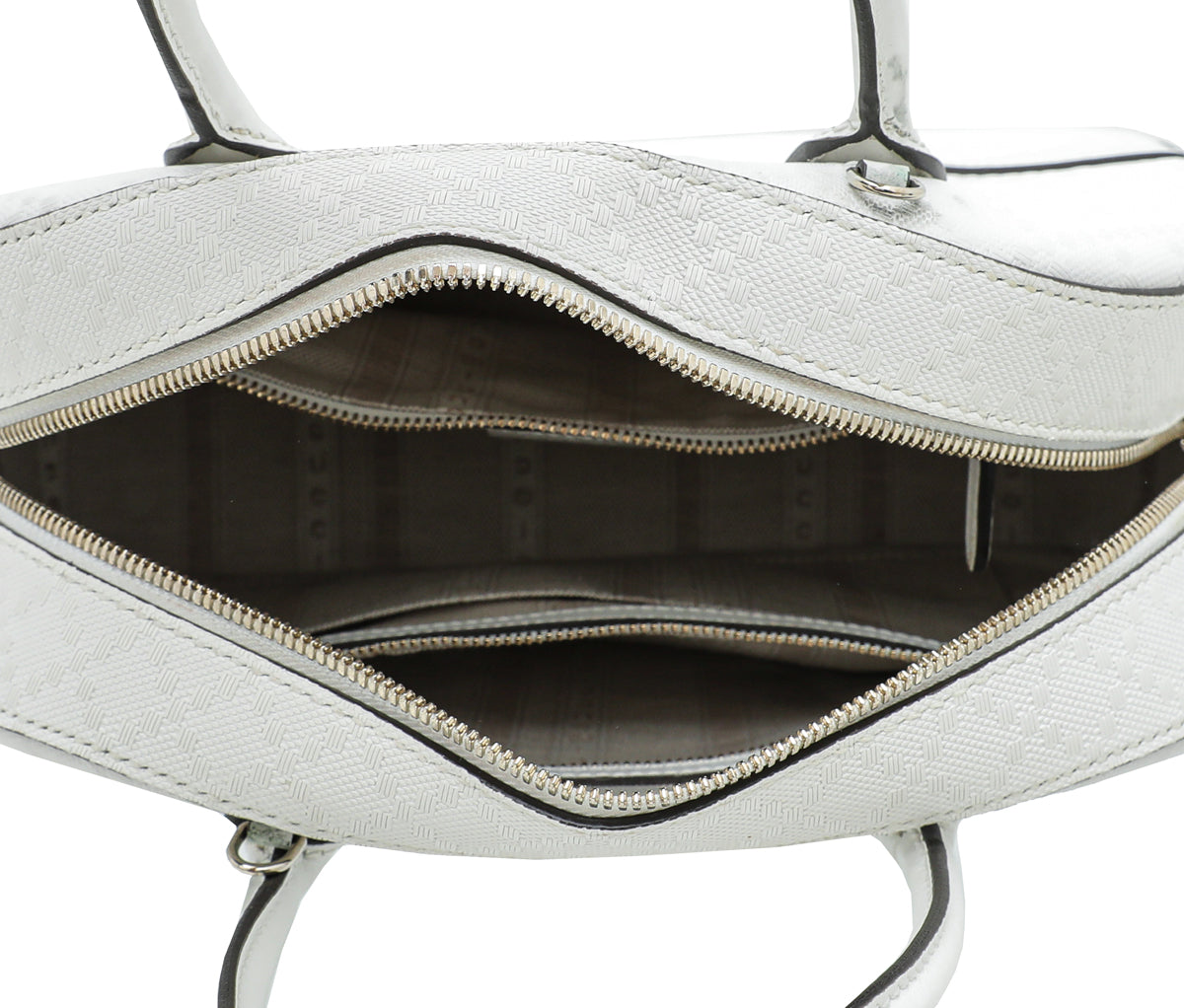 Gucci White Bright Diamante Textured Top Handle Bag