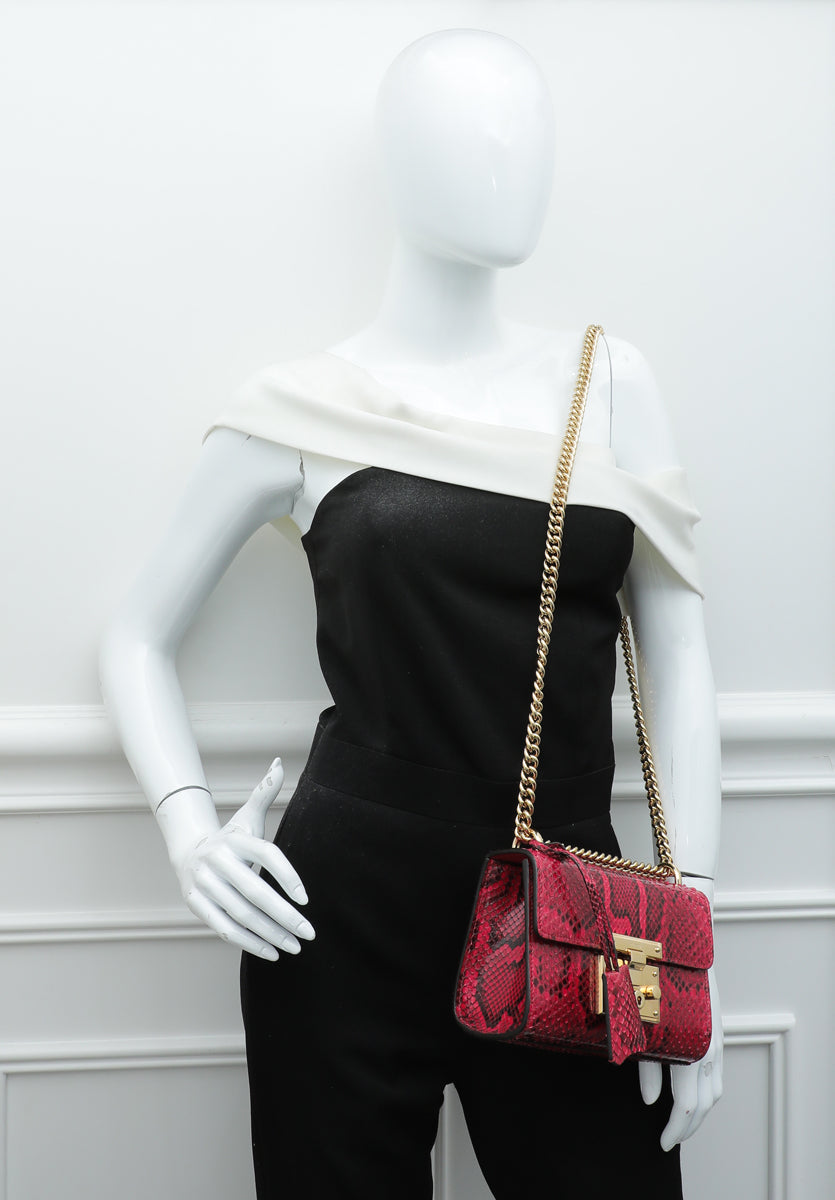 Gucci Red Python Padlock Small Shoulder Bag