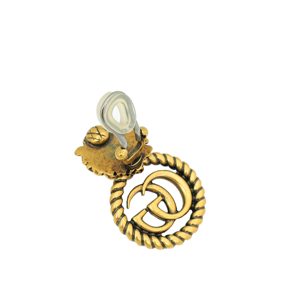 Gucci Antique Gold GG Lion Head Clip On Earrings