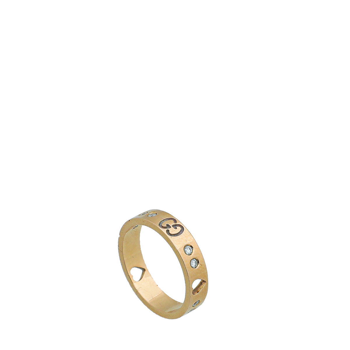 Gucci 18K Rose Gold GG Heart Diamond Ring 9