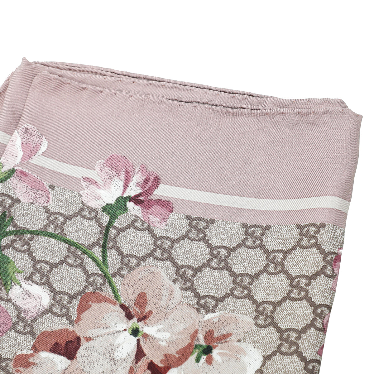 Gucci Antique Rose Multicolor GG Blooms Print Silk Scarf