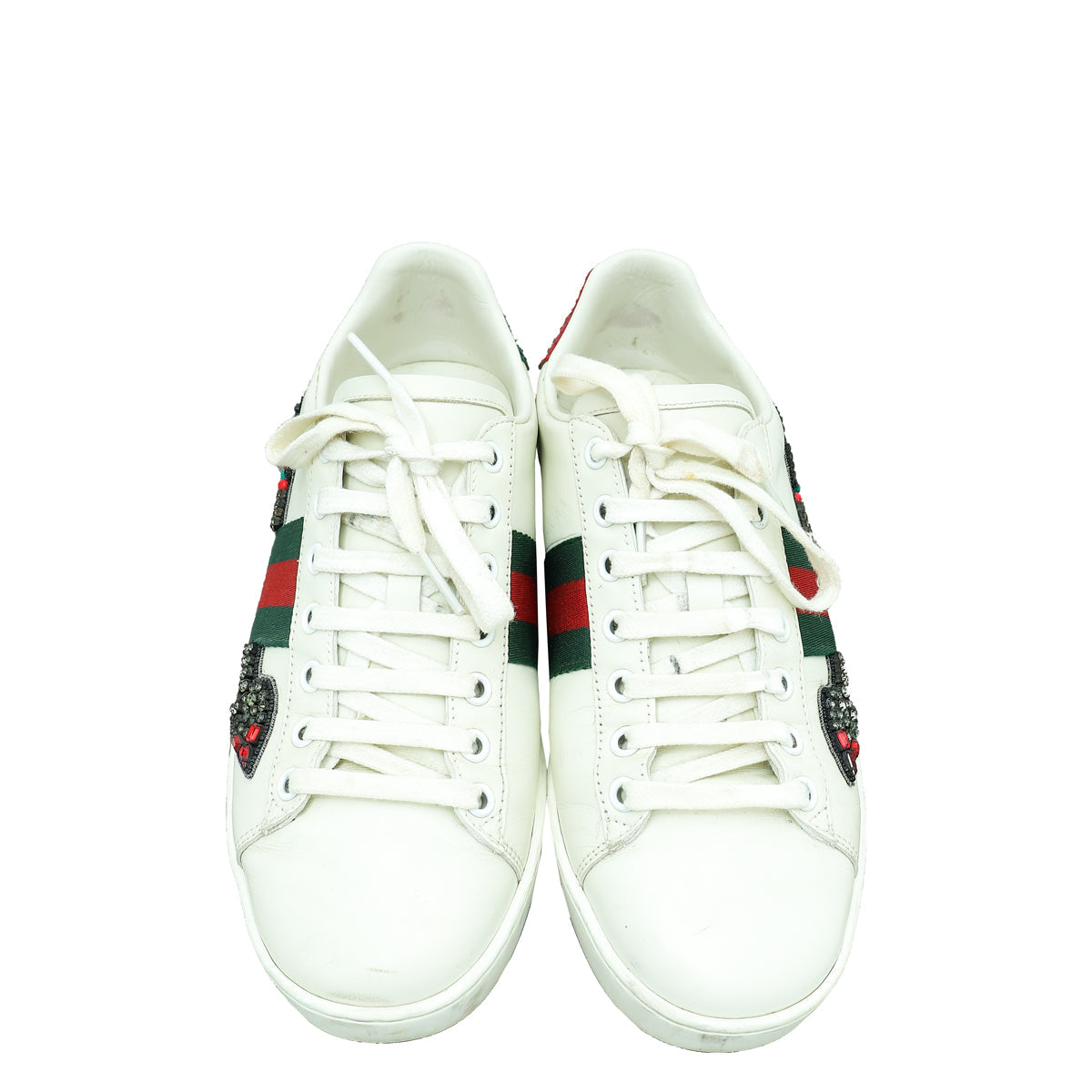 Gucci White Arrow Embroidered Ace Sneakers 38