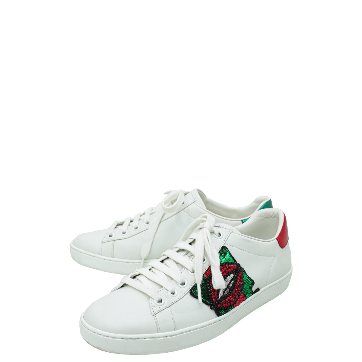 Gucci Tricolor Web Lips Sequins Embroidered Ace Sneakers 36