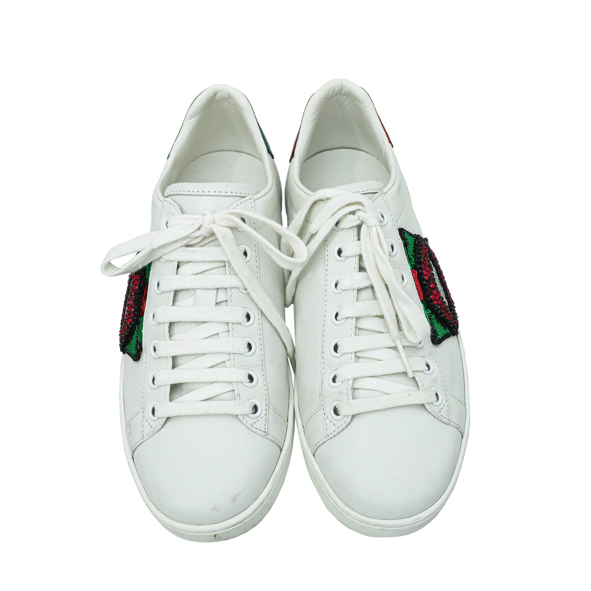 Gucci Tricolor Web Lips Sequins Embroidered Ace Sneakers 36