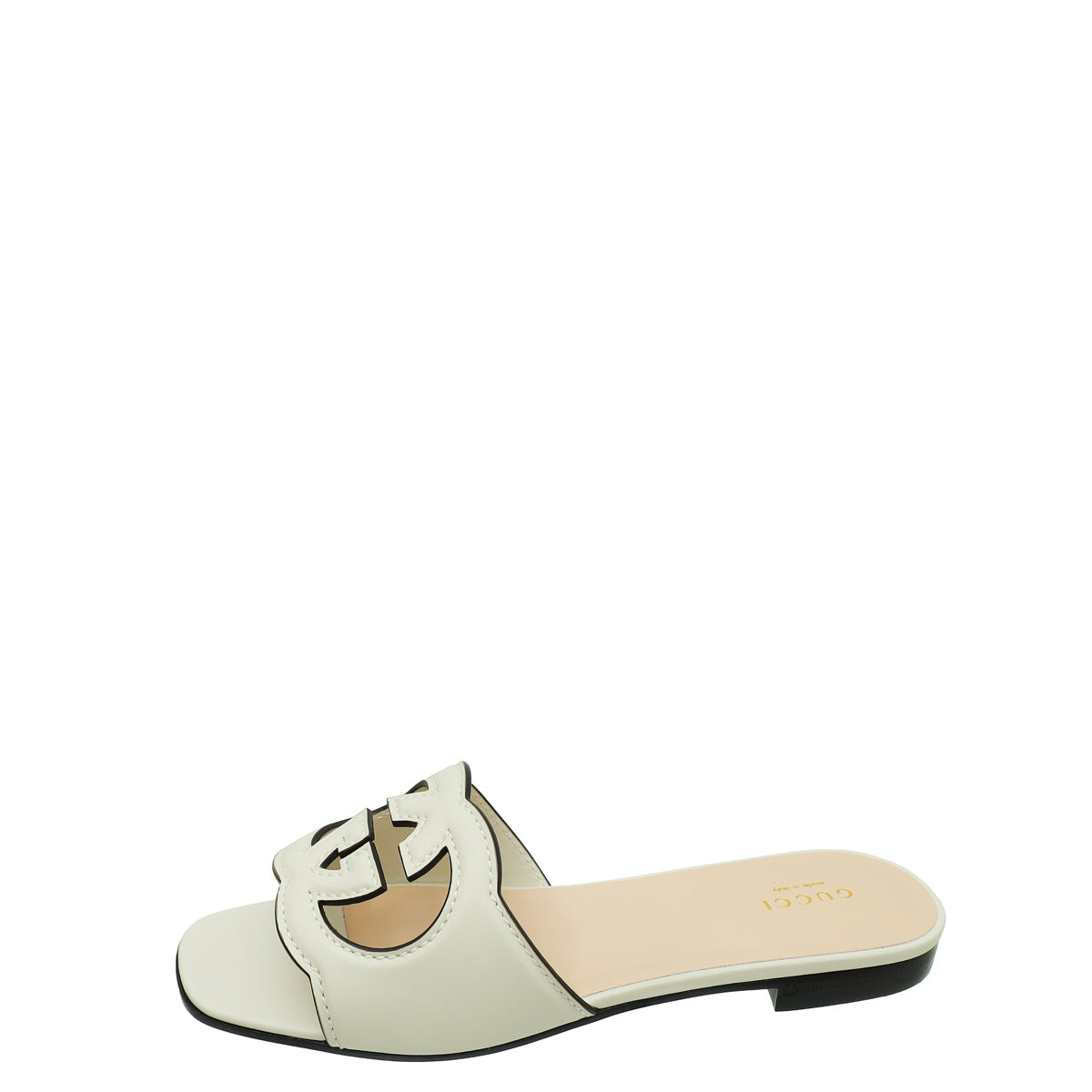 Gucci White Cream GG Cut Out Flat Sandal 38