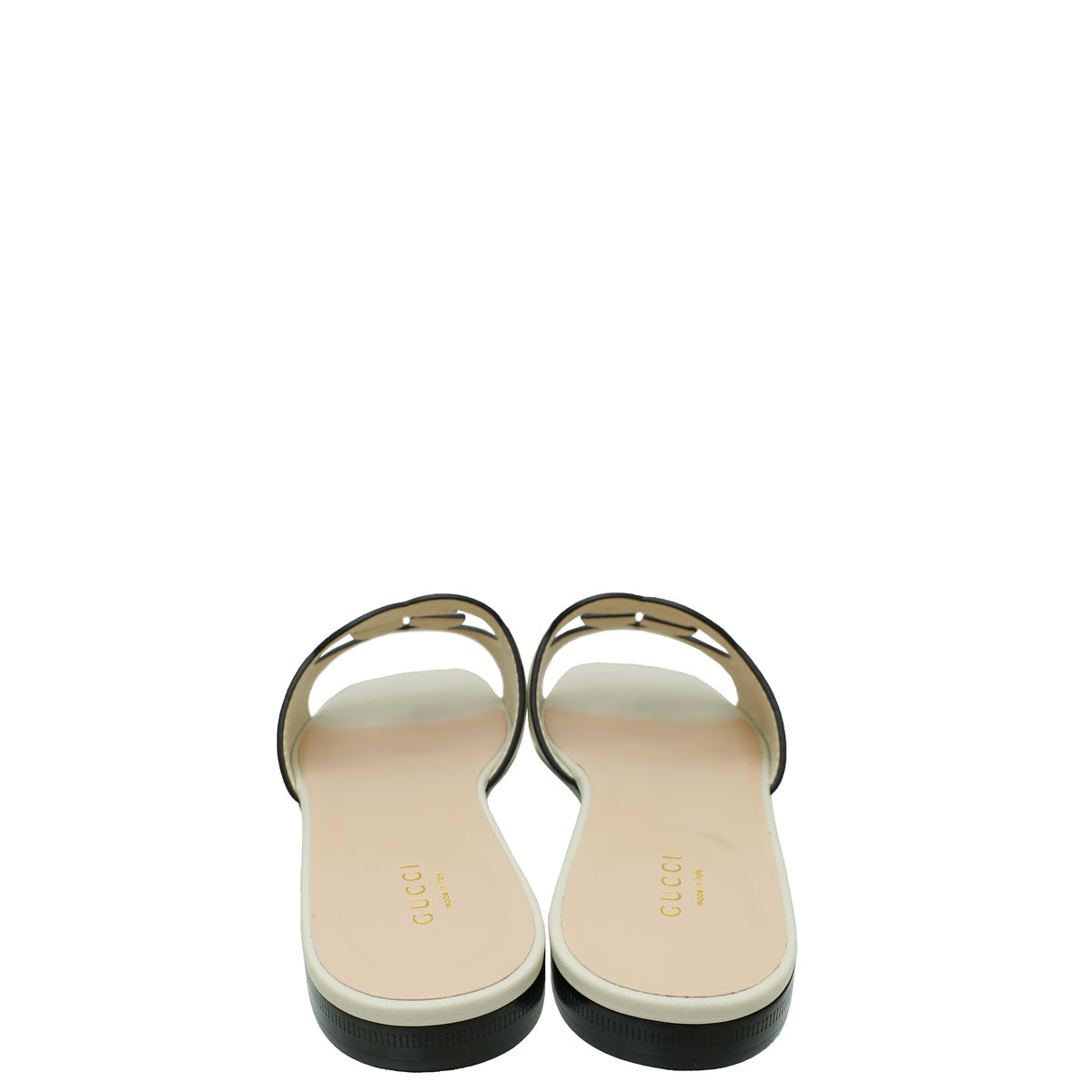 Gucci White Cream GG Cut Out Flat Sandal 38