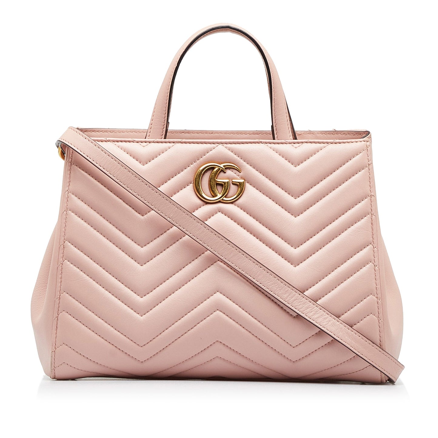 Pink Gucci Medium GG Marmont Matelasse Tote Satchel