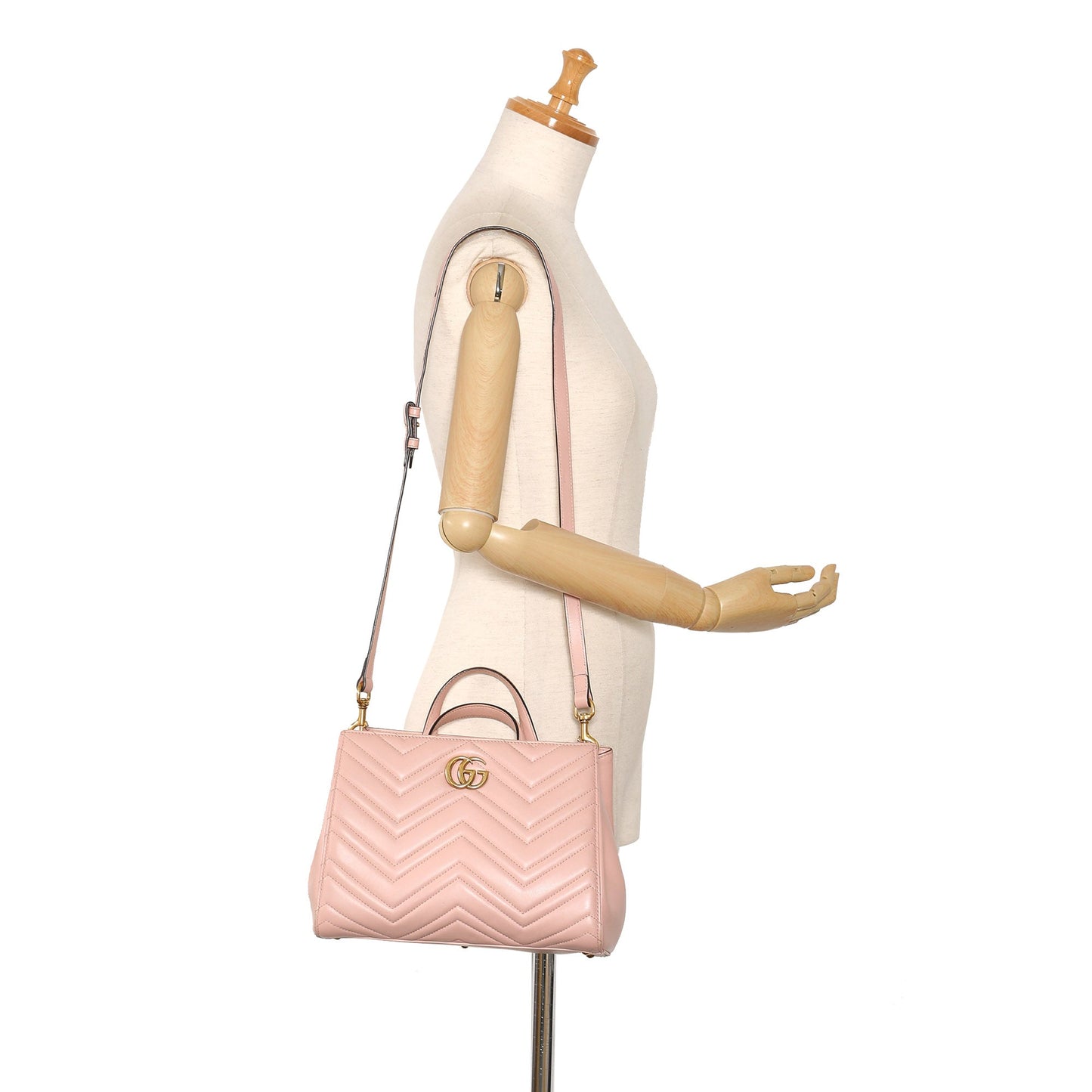 Pink Gucci Medium GG Marmont Matelasse Tote Satchel