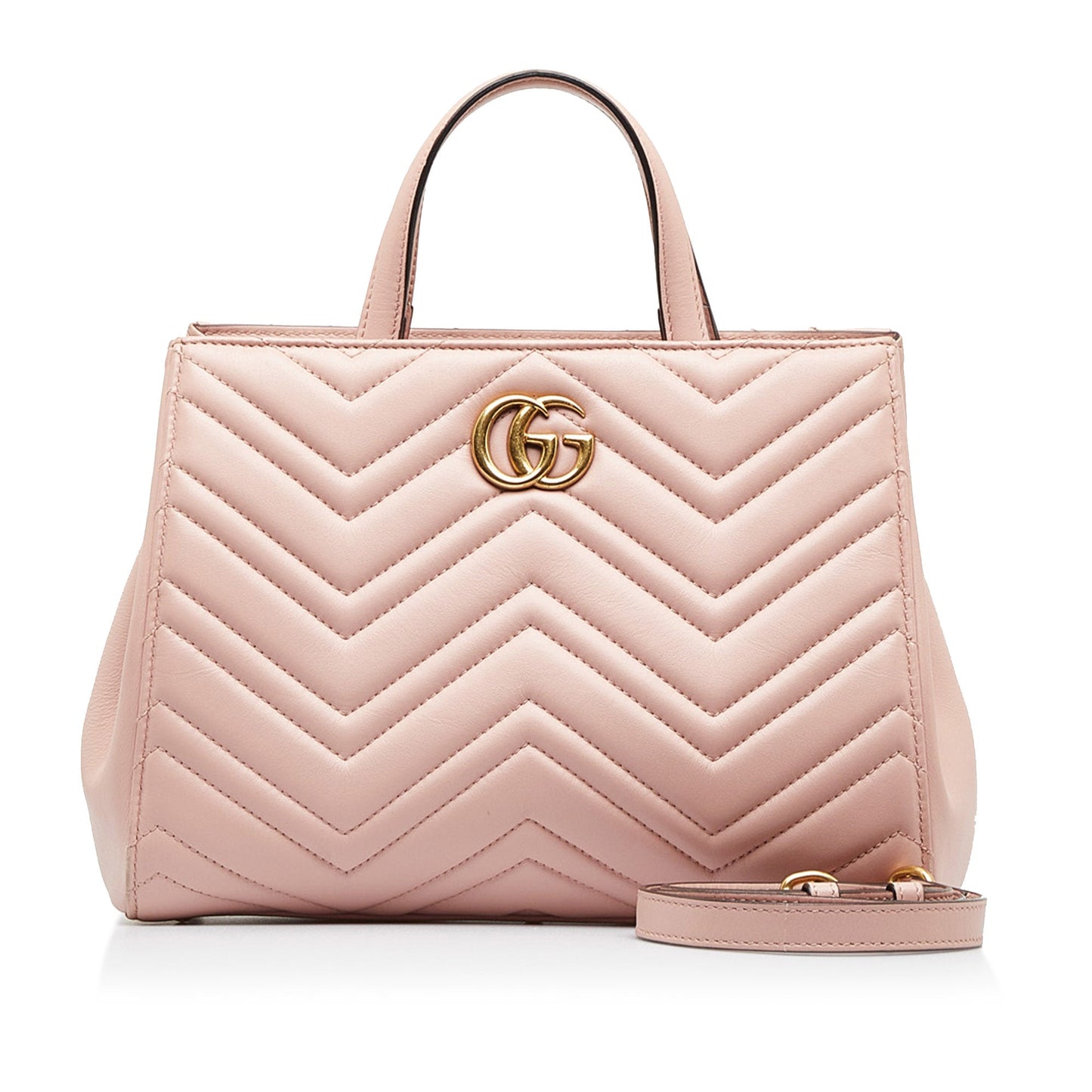 Pink Gucci Medium GG Marmont Matelasse Tote Satchel