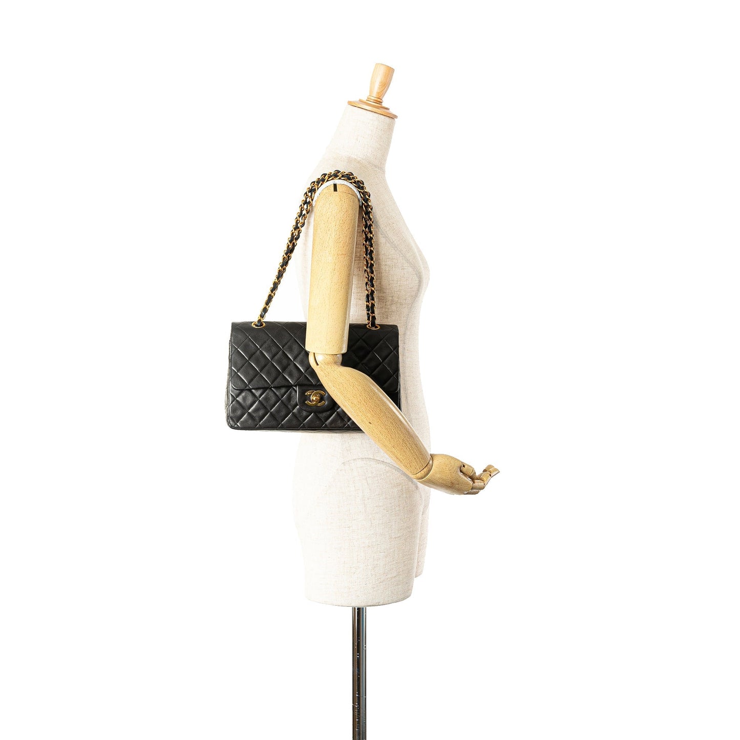 Black Chanel Medium Classic Lambskin Double Flap Shoulder Bag